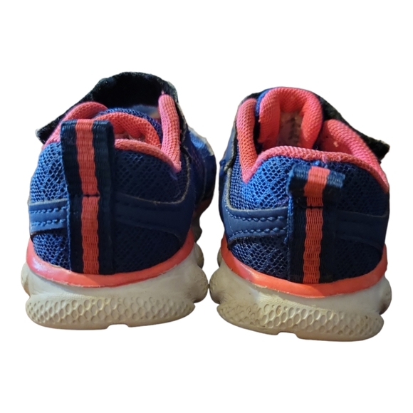 Baby Girl's Garanimals Sneakers Tennis Shoes Pink Blue Padded Sole Velcro Straps - Picture 4 of 9